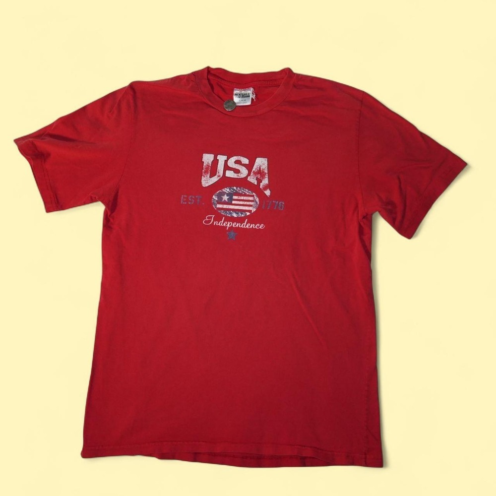 Vintage Old Mill USA Independence T Shirt Mens XL Red Excellent Patriotic 90s